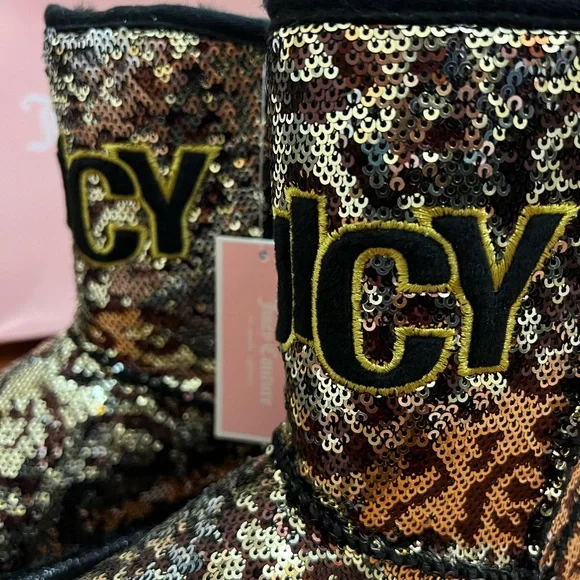 New with tags JUICY COUTURE LEOPARD SHINE BOOTS SIZE 6 - Picture 11 of 12